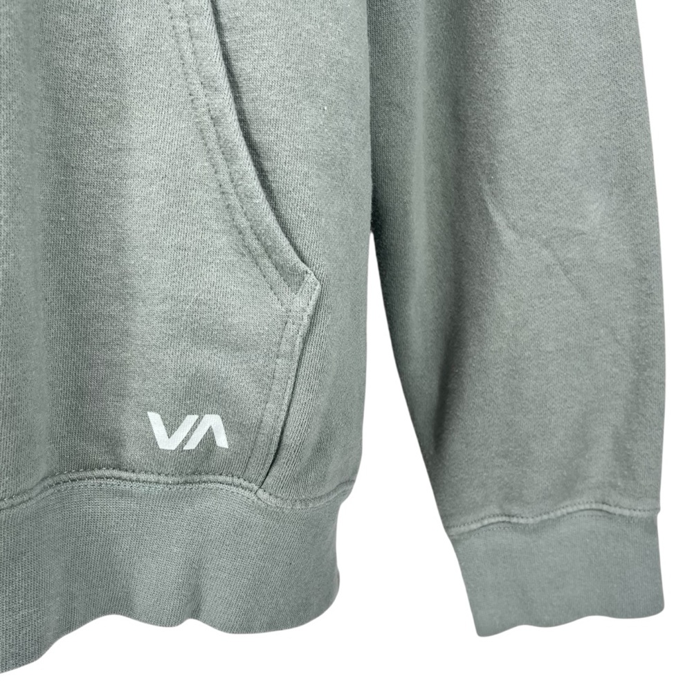 RVCA‎ Men’s Large Green Pullover Hoodie Logo Front Cotton Blend - Picture 3 of 6